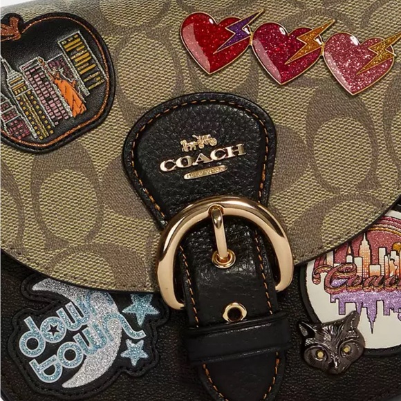 COACH | Kleo Shoulder Bag 17 Colorblock Signature Canvas With Disco Patches - Picture 6 of 10